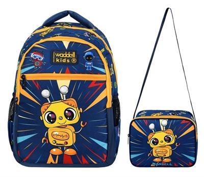 Waddell Robot Desenli İlkokul Sırt Çantası Ve Beslenme Çantası - Erkek Çocuk