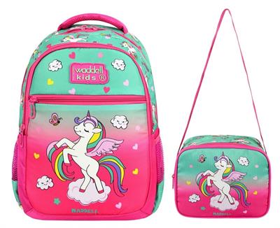Waddell Unicorn Desenli İlkokul Sırt Çantası Ve Beslenme Çantası - Kız Çocuk