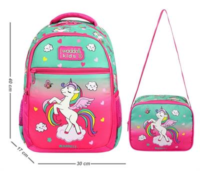 Waddell Unicorn Desenli İlkokul Sırt Çantası Ve Beslenme Çantası - Kız Çocuk