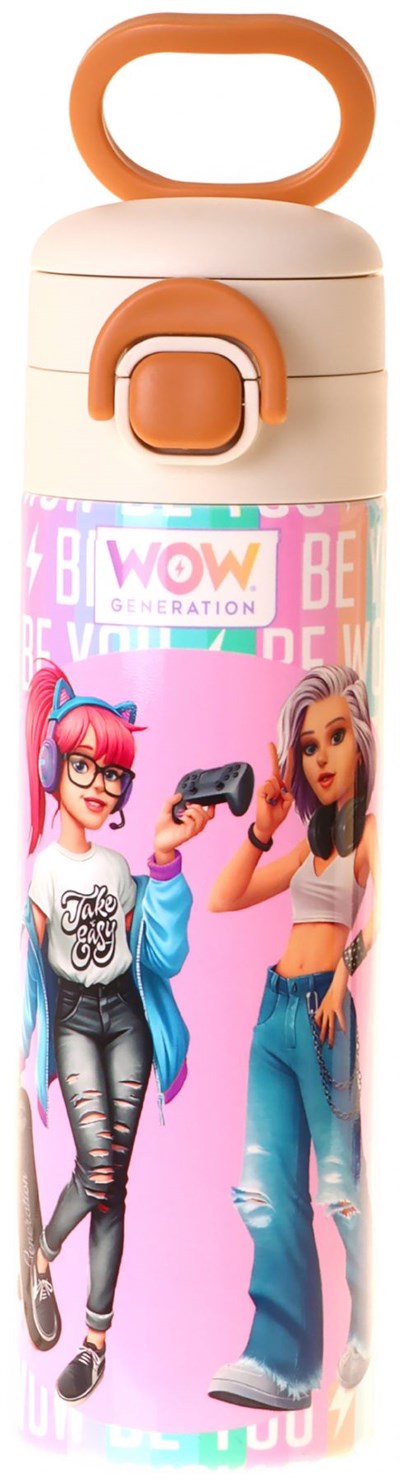 Wow Generation 520 ml Be You Baskılı Yeşil - Mor Kız Çocuk Çelik Termos Matara (Çift İçim Kilitli Kapak) - W6088