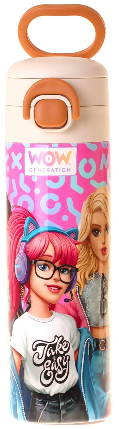 Wow Generation 520 ml Girl Friends Baskılı Kırmızı Kız Çocuk Çelik Termos Matara (Çift İçim Kilitli Kapak) - W6062