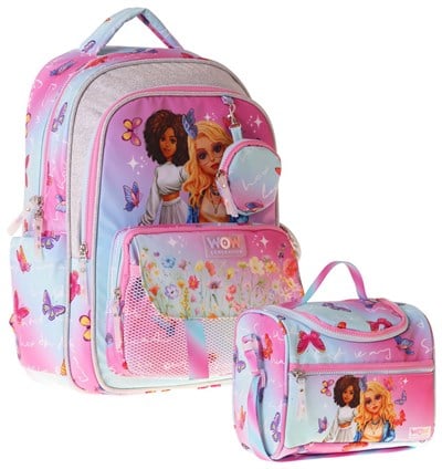 Wow Generation Butterfly İkili Okul Çanta Seti - Turkuaz - Pembe Butterfly Baskılı Kız Çocuk SETWG-W6074B