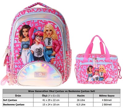 Wow Generation Girl Friends İkili Okul Çanta Seti - Kırmızı Girl Friends Baskılı Kız Çocuk SETWG-W6059B