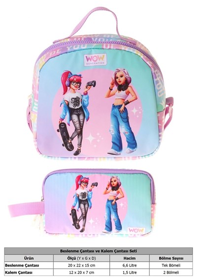 Wow Generation Kız Çocuk Be You (Yeşil - Mor) Thermo Beslenme Çantası ve Kalemlik Seti - SETWG-W6086