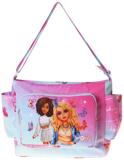 Wow Generation Kız Çocuk Butterfly Baskılı Turkuaz - Pembe Renkli Omuz Çantası - W6075