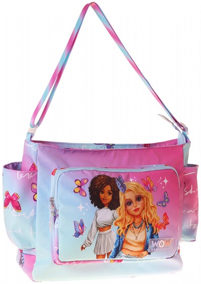 Wow Generation Kız Çocuk Butterfly Baskılı Turkuaz - Pembe Renkli Omuz Çantası - W6075
