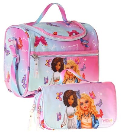 Wow Generation Kız Çocuk Butterfly (Turkuaz - Pembe) Thermo Beslenme Çantası ve Kalemlik Seti - SETWG-W6076