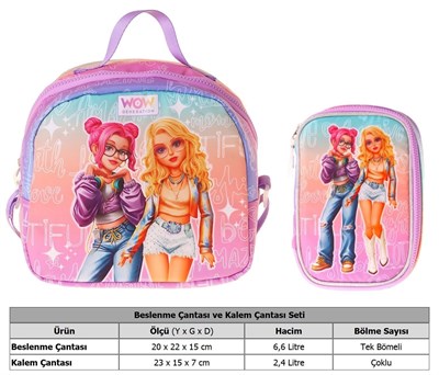 Wow Generation Kız Çocuk Star (Pembe - Mor) Thermo Beslenme Çantası ve Kalemlik Seti - SETWG-W6035