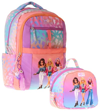 Wow Generation Shine İkili Okul Çanta Seti - Turuncu - Mor Shine Baskılı Kız Çocuk SETWG-W6090B