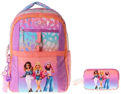 Wow Generation Shine Kız Çocuk (Turuncu - Mor) İlkokul Okul Çantası ve Kalemlik Seti - SETWG-W6090C