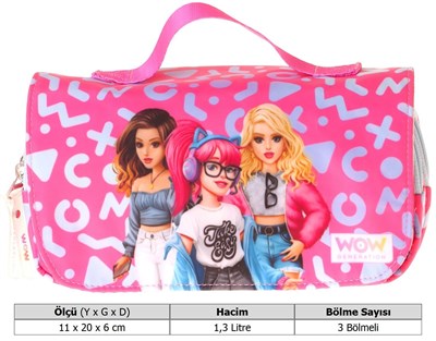 Wow Generation Taşıma Askılı Kız Çocuk Girl Friends Baskılı Şık Kalem Çantası (Kırmızı) - W6061