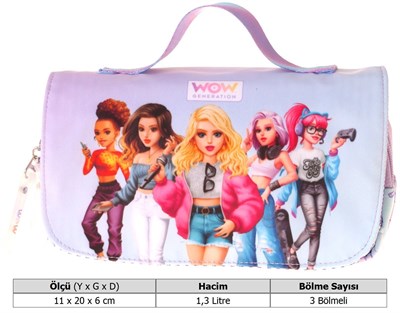 Wow Generation Taşıma Askılı Kız Çocuk Very Nice Baskılı Şık Kalem Çantası (Lila) - W6082