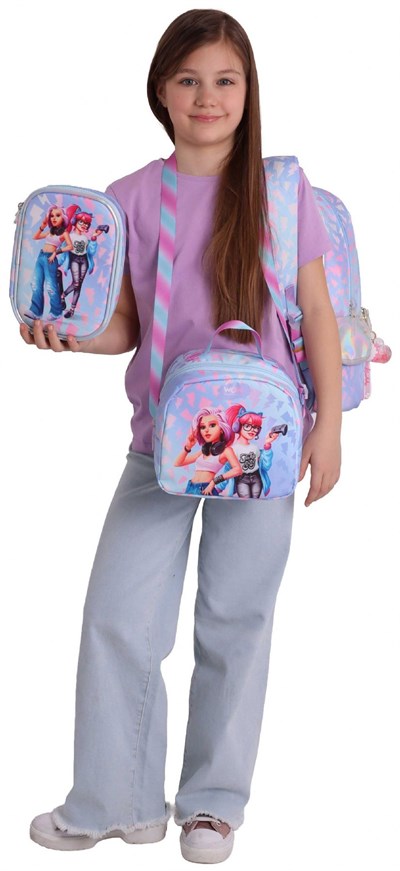 Wow Generation Üçlü İlkokul Okul Çanta Seti - Mavi - Pembe - Cool Desenli - Kız Çocuk - SETWG-W6039A