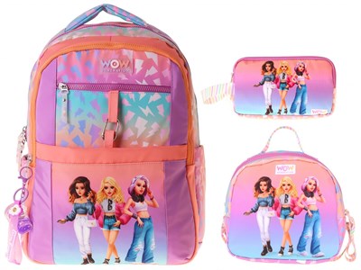 Wow Generation Üçlü İlkokul Okul Çanta Seti - Turuncu - Mor - Shine Baskılı - Kız Çocuk - SETWG-W6090A