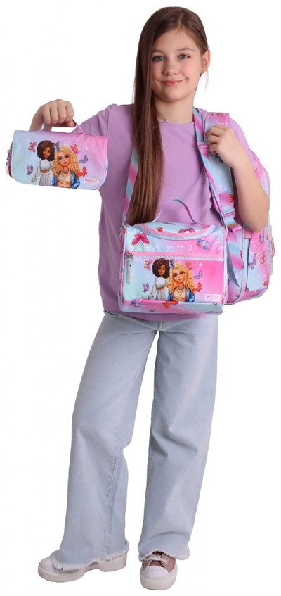 Wow Generation Üçlü İlkokul Okul Çanta Seti - Turkuaz - Pembe - Butterfly Baskılı - Kız Çocuk - SETWG-W6074A
