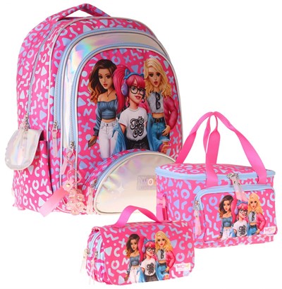 Wow Generation Üçlü İlkokul Okul Çanta Seti - Kırmızı - Girl Friends Baskılı - Kız Çocuk - SETWG-W6059A