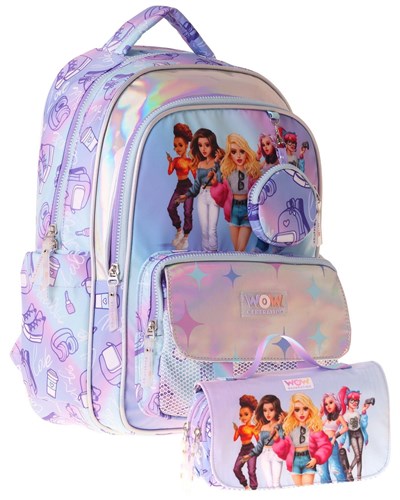 Wow Generation Very Nice Kız Çocuk (Lila) İlkokul Okul Çantası ve Kalemlik Seti - SETWG-W6080C
