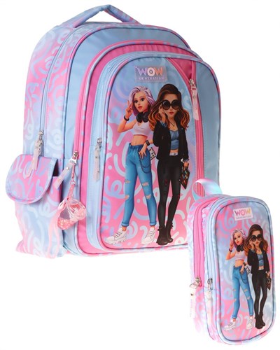 Wow Generation Wonderful Kız Çocuk (Pembe - Turkuaz) İlkokul Okul Çantası ve Kalemlik Seti - SETWG-W6069C