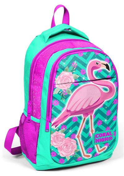 Yeşil Pembe Flamingo Baskılı İlkokul Ortaokul Sırt Çantası
