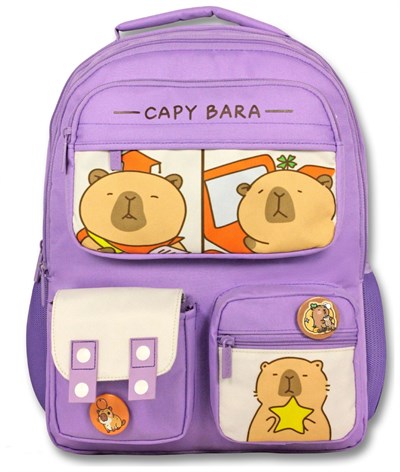 Capybara (Lila) Kız Çocuk Çok Cepli İlkokul Okul Sırt Çantası - 6215
