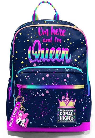 Coral High İlkokul ve Ortaokul Sırt Çantası 23635 - Kız Çocuk, Mor Çok Renkli, Dört Bölmeli