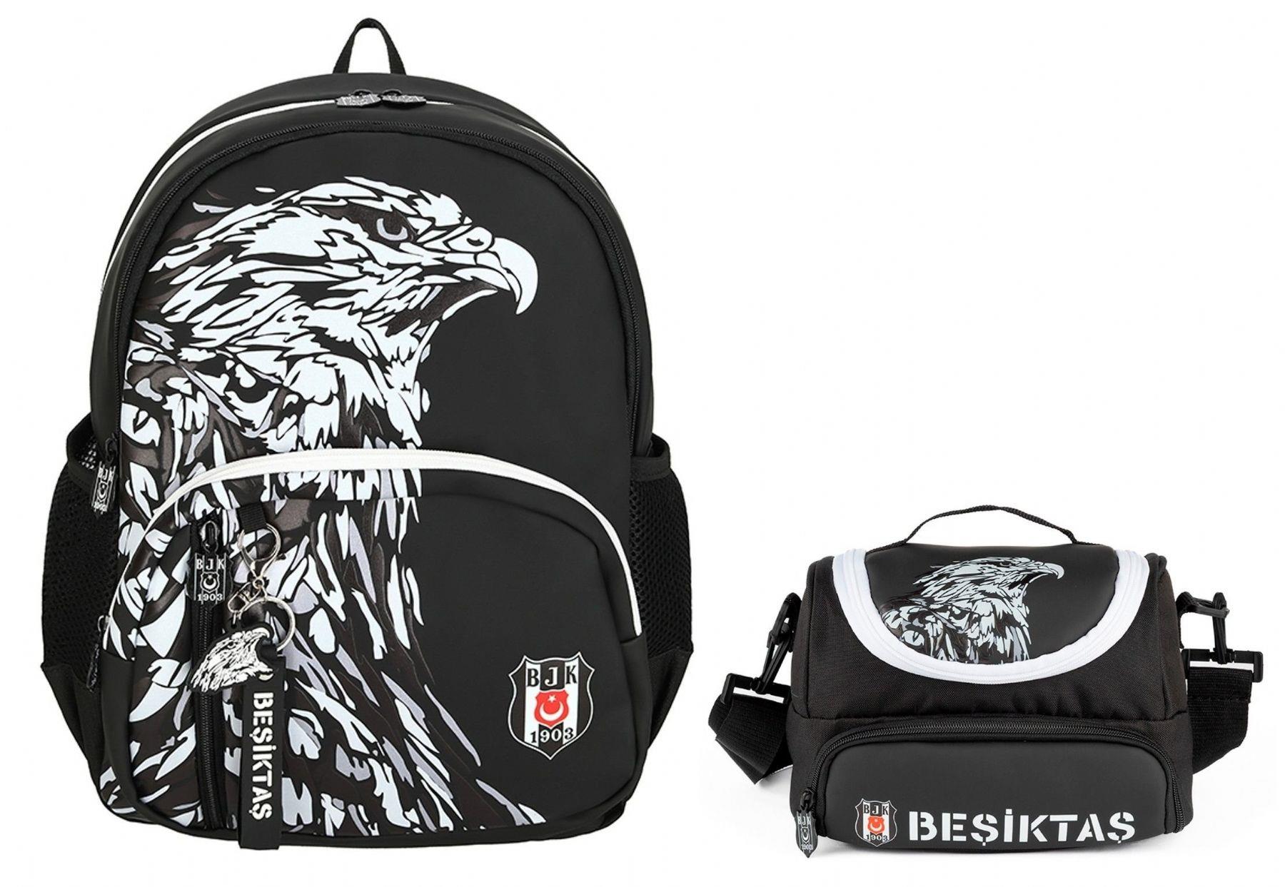 Beşiktaş Erkek Çocuk Kartal Baskılı Sırt Çantası ve Beslenme Çantası Seti - 25390