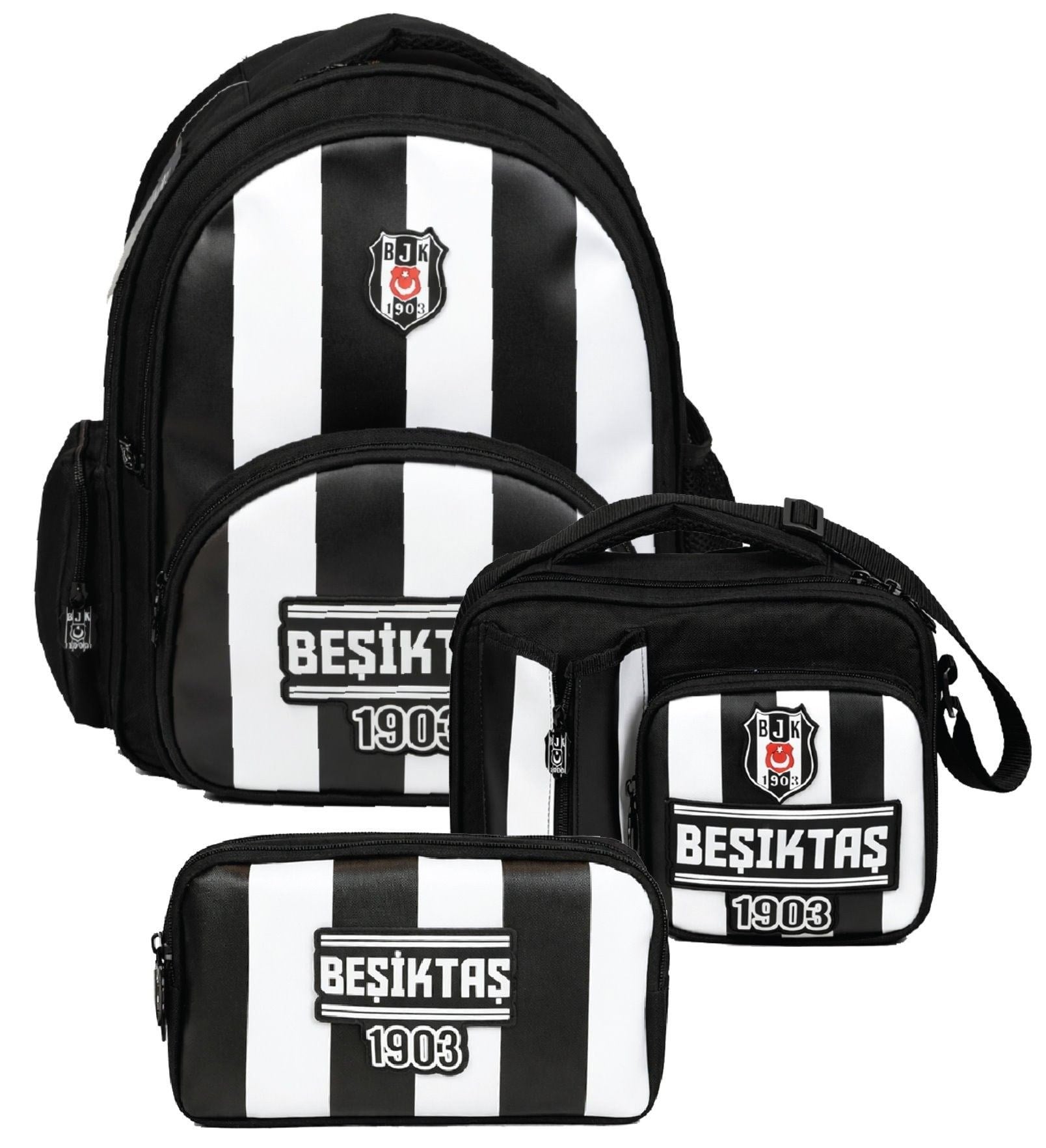 Beşiktaş Erkek Çocuk Üçlü İlkokul Okul Çanta Seti - Beşiktaş 1903 Baskılı (Siyah - Beyaz) - SETBJK26357A