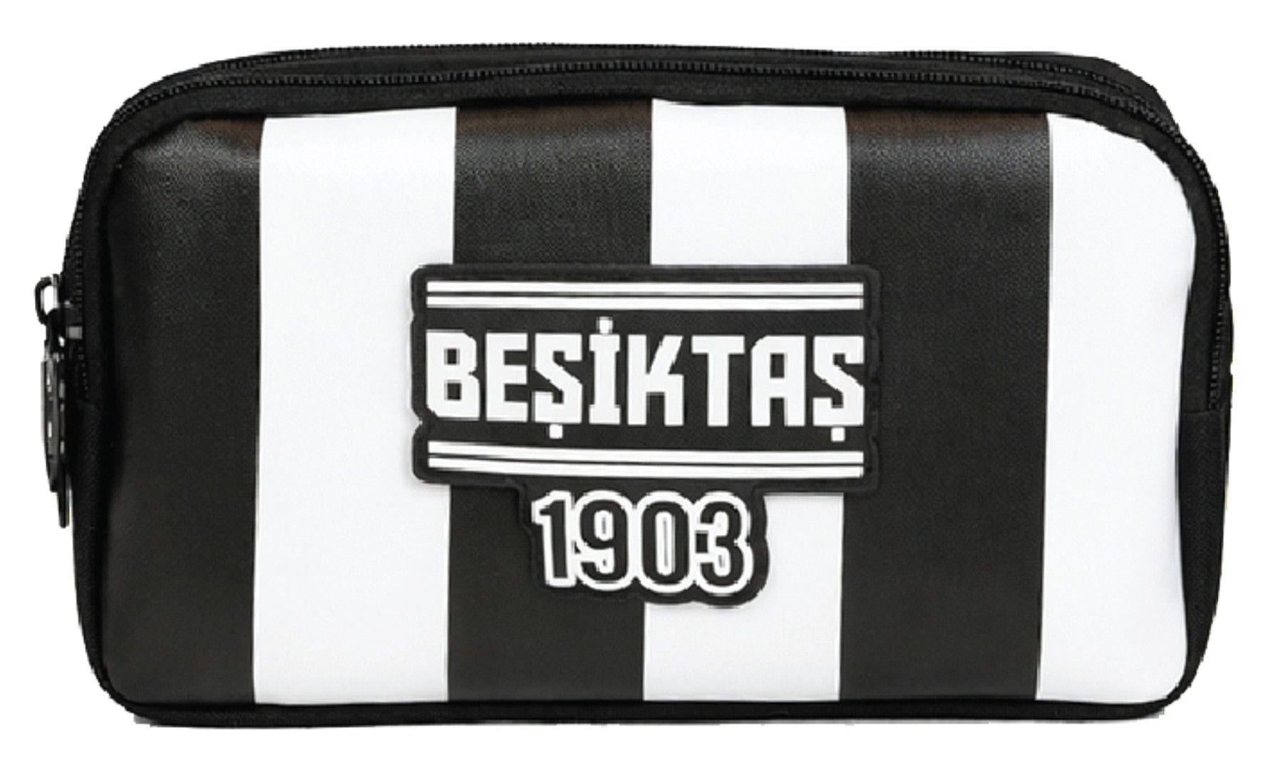 Beşiktaş İki Gözlü Erkek Çocuk Beşiktaş 1903 Baskılı Siyah - Beyaz Okul Kalem Çantası/Kalemlik - 26360