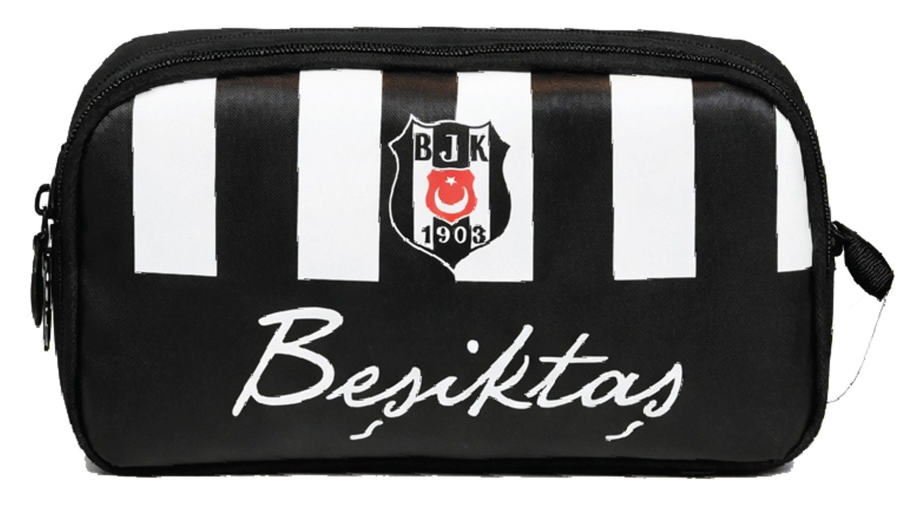 Beşiktaş İki Gözlü Erkek Çocuk BJK Baskılı Siyah ve Beyaz Okul Kalem Çantası/Kalemlik - 26374