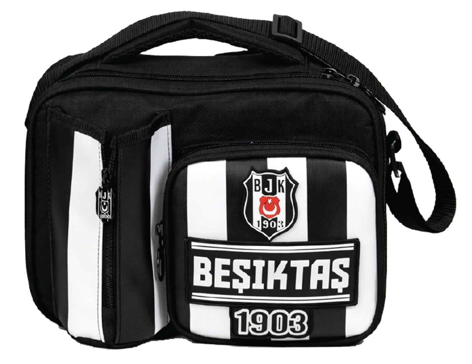 Beşiktaş Matara Cepli Erkek Çocuk Beşiktaş 1903 Baskılı (Siyah - Beyaz) Okul Beslenme Çantası - 26359