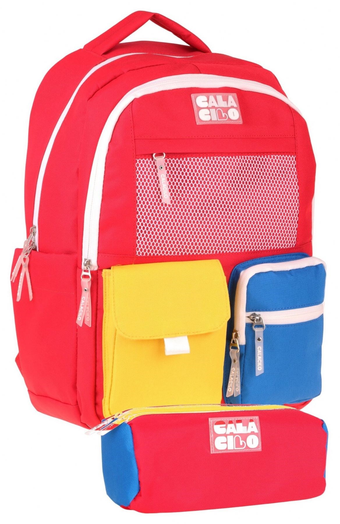 CalaCilo Bull Erkek Çocuk Bull Kırmızı Sarı Renkli Okul Sırt Çantası ve Kalemlik Seti - SETCC-C4101C