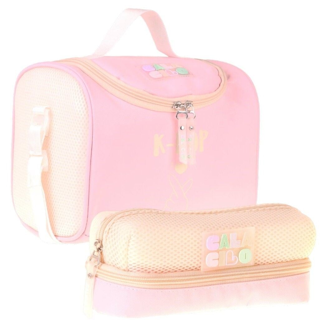 CalaCilo K-Pop Pink Kız Çocuk Pembe Renk Beslenme Çantası ve Kalemlik Seti - SETCC-C4108