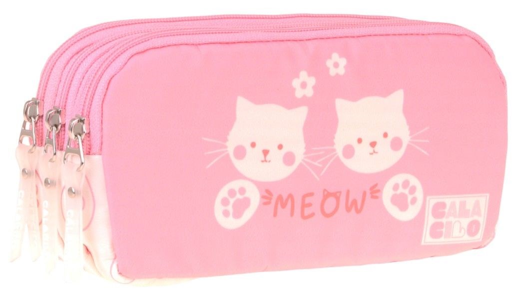 CalaCilo Kız Çocuk İlkokul Kalem Çantası - Kedi Baskılı Pembe Renk (Cat) - C4040