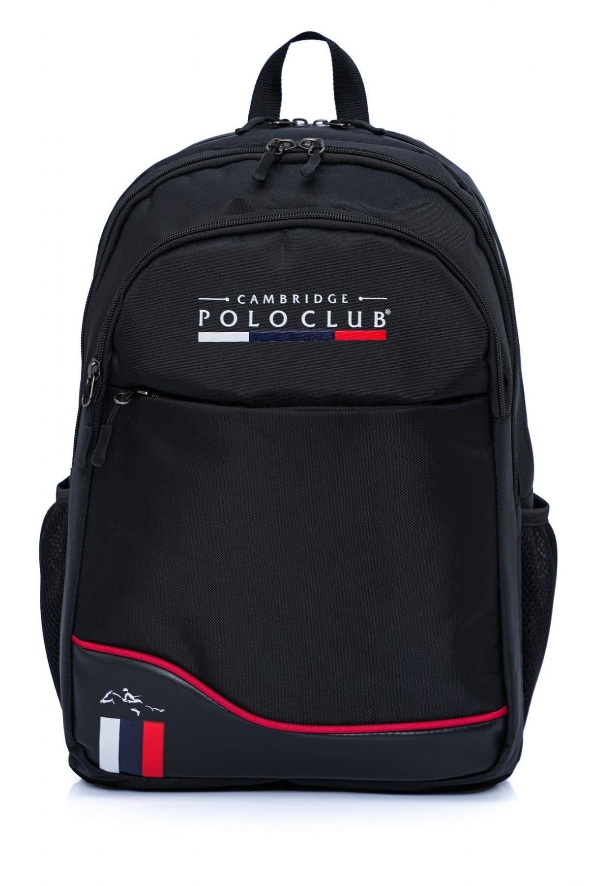 Cambridge Polo Club Siyah Dört Bölmeli Erkek/Erkek Çocuk Okul, Günlük ve Seyahat Sırt Çantası - PLCAN2154-001