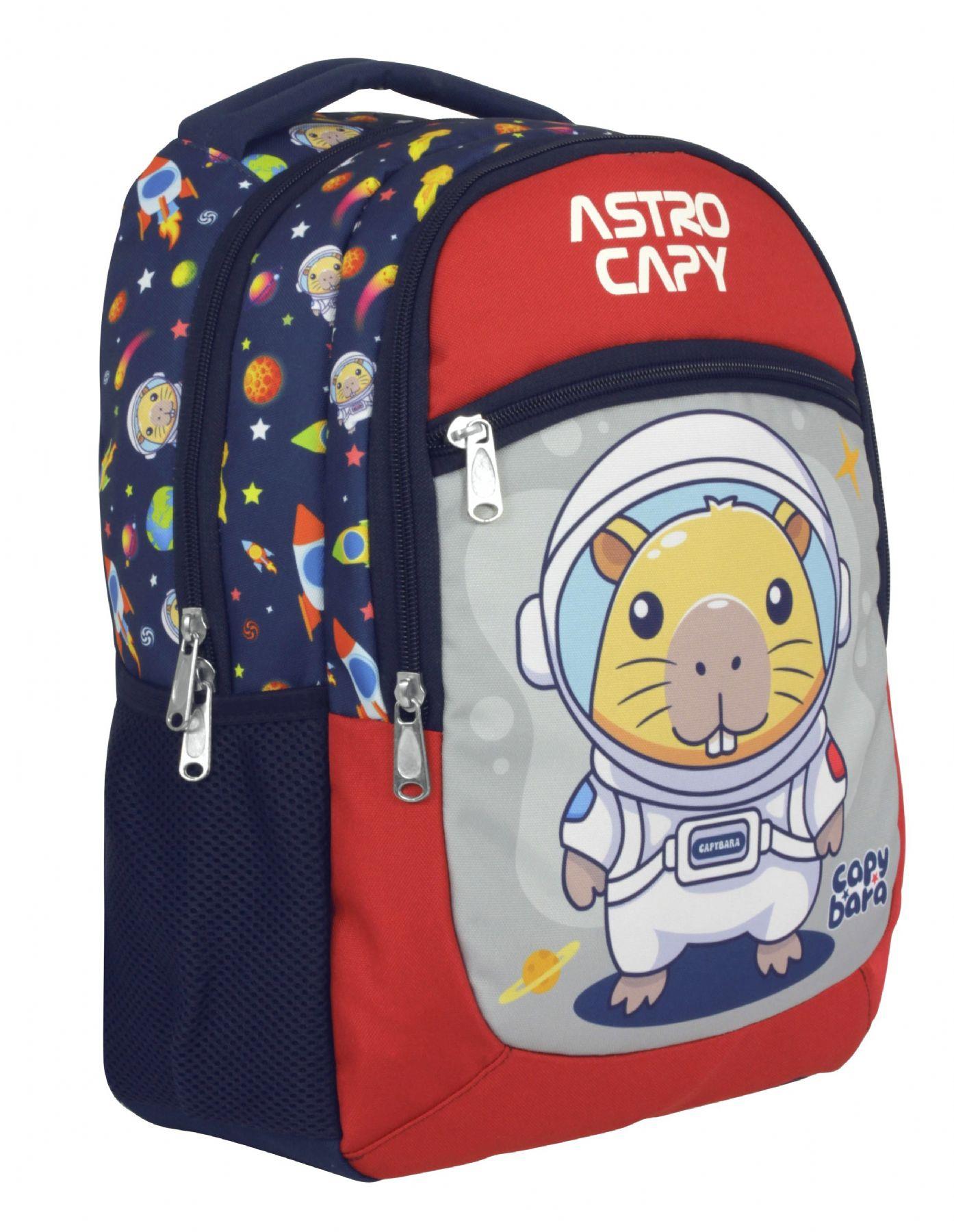 Capybara Erkek Çocuk Astronot İlkokul Okul Sırt Çantası - Lacivert - Kırmızı - 5227