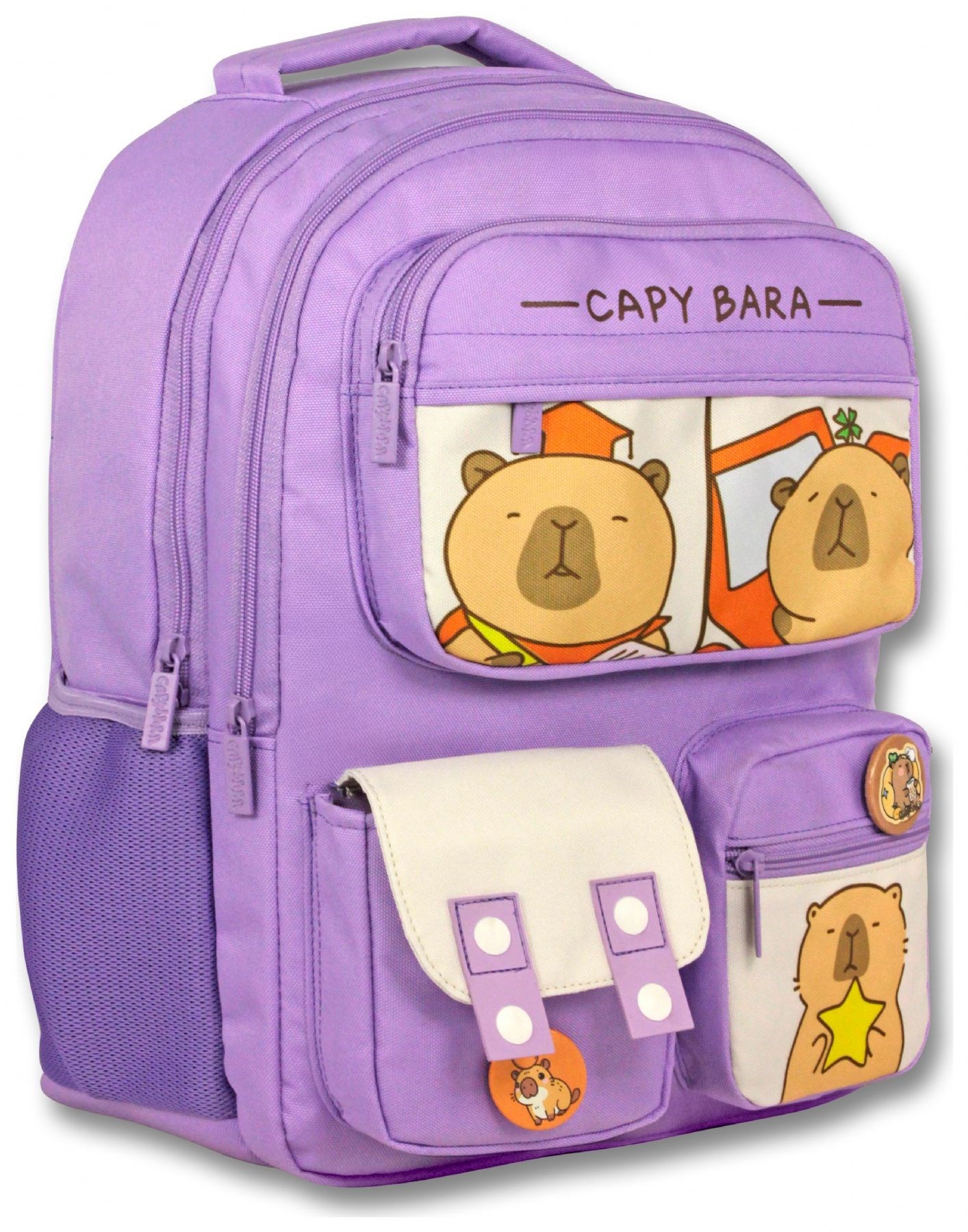 Capybara (Lila) Kız Çocuk Çok Cepli İlkokul Okul Sırt Çantası - 6215