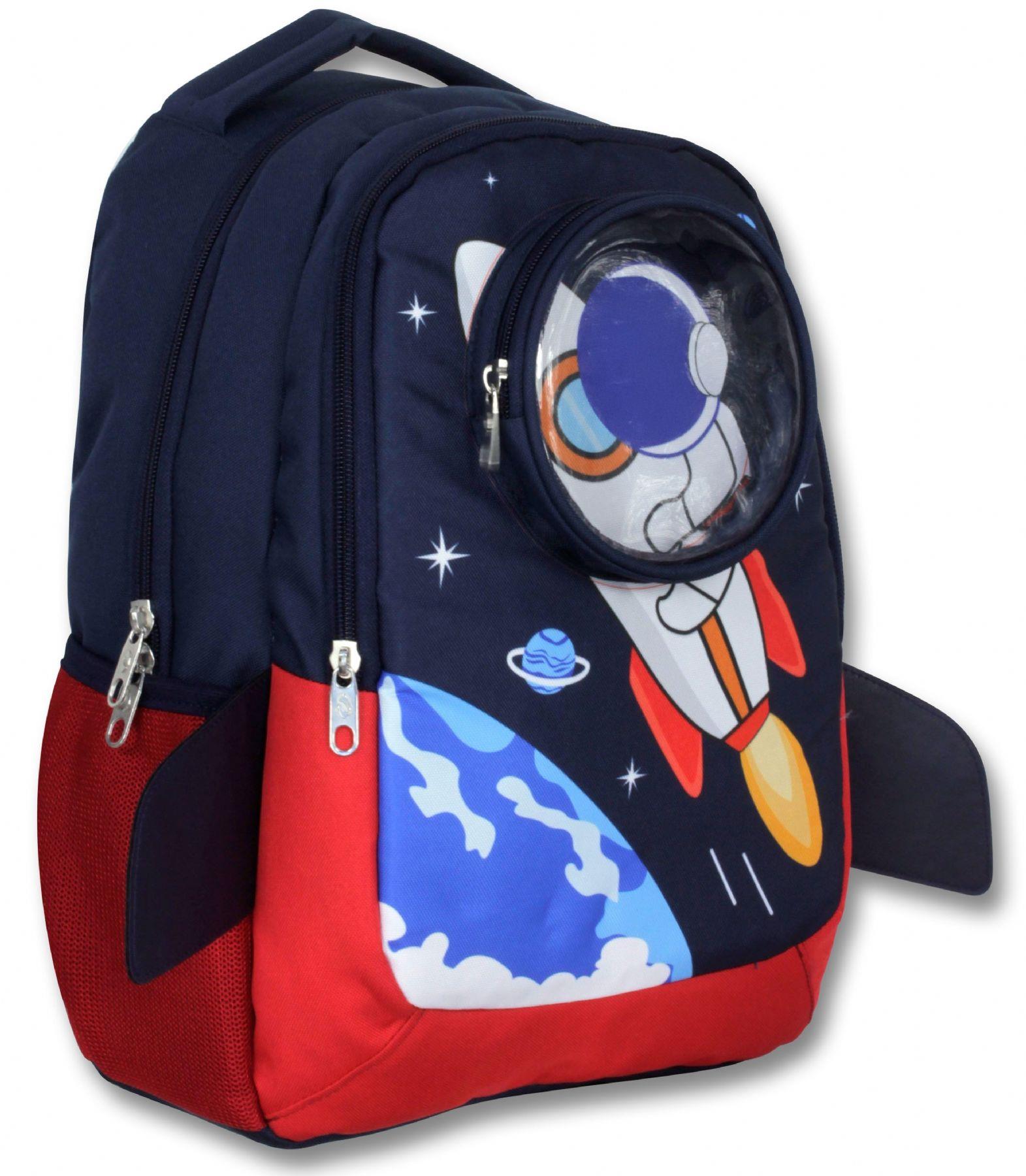 Cennec 5042 (3D Astronot - Lacivert Kırmızı - Erkek Çocuk) Okul Çantası