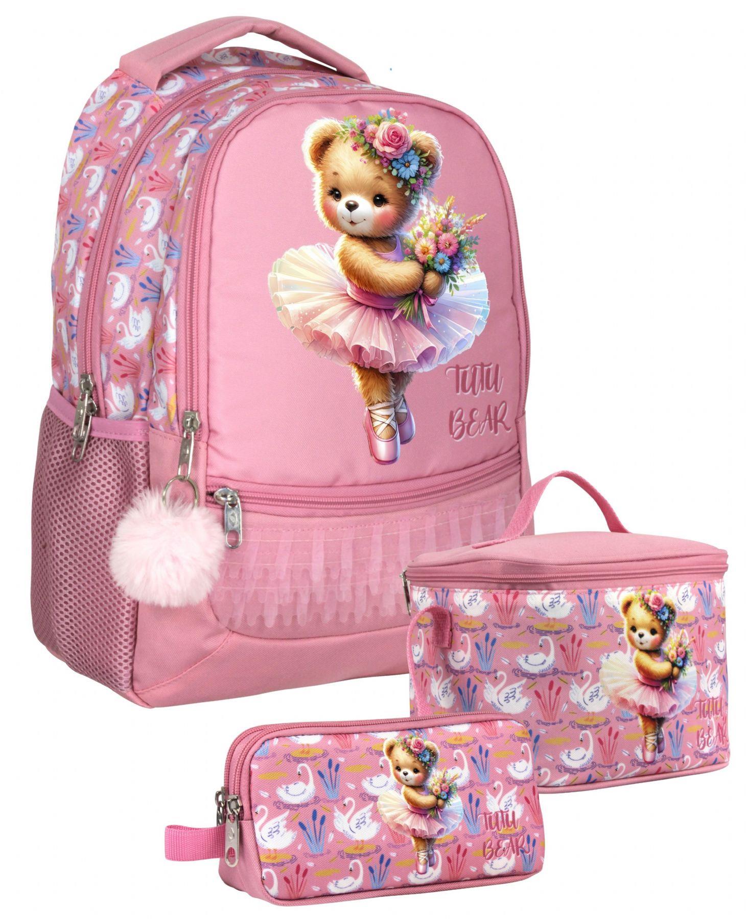 Cennec SETUMT5000A Üçlü İlkokul Çanta Seti (Pembe - Balerin Ayıcık - Kız Çocuk)