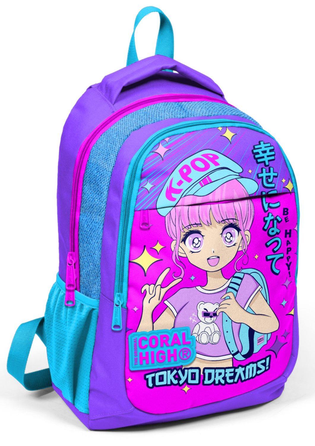 Coral High  K-Pop Kız Çocuk USB Çıkışlı İlkokul ve Ortaokul Sırt Çantası