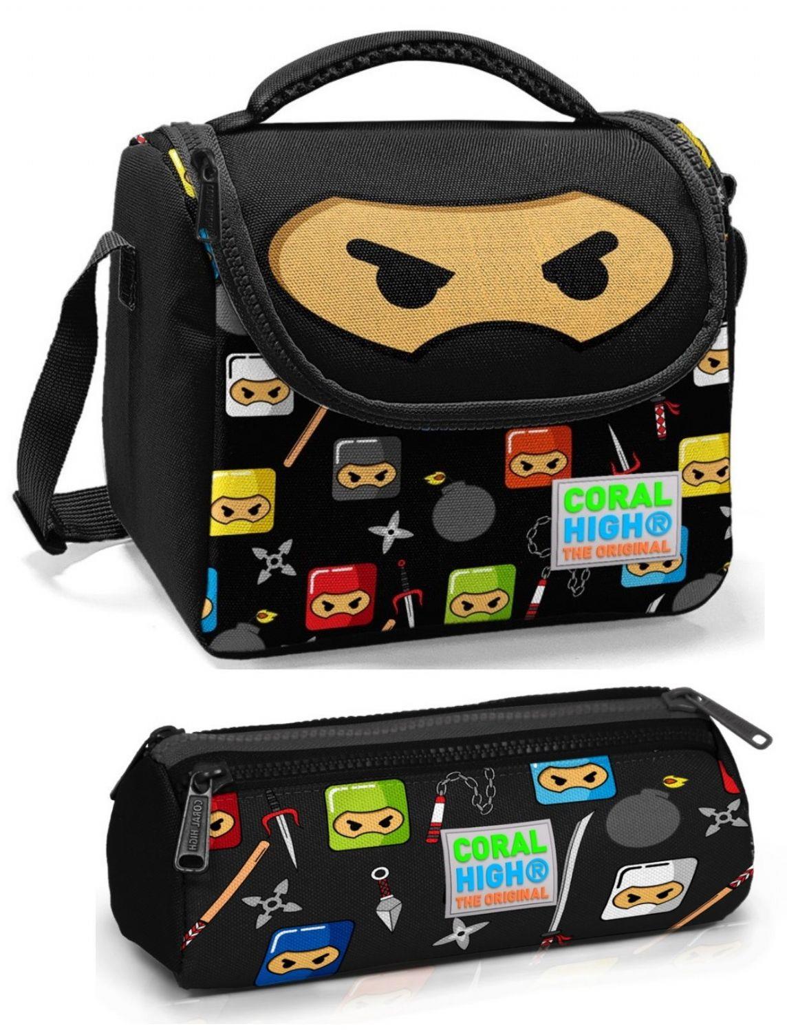 Coral High  Siyah Ninja Beslenme Çantası Seti