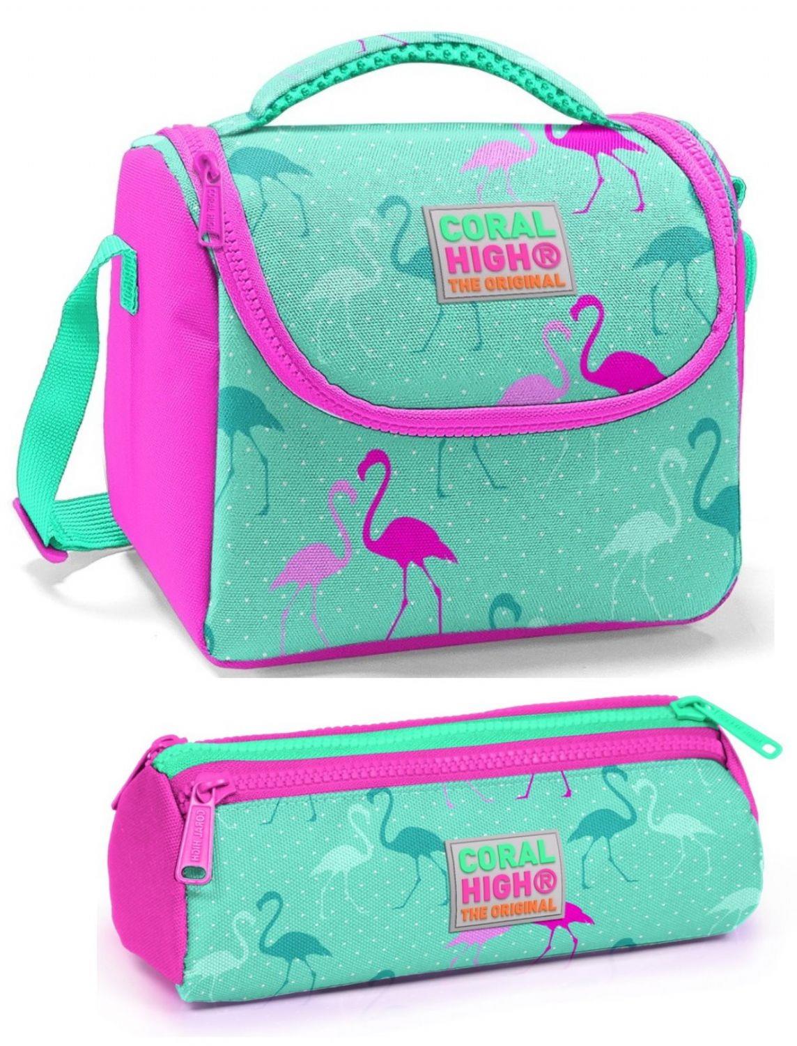 Coral High  Su Yeşili Pembe Flamingo Beslenme Çantası Seti
