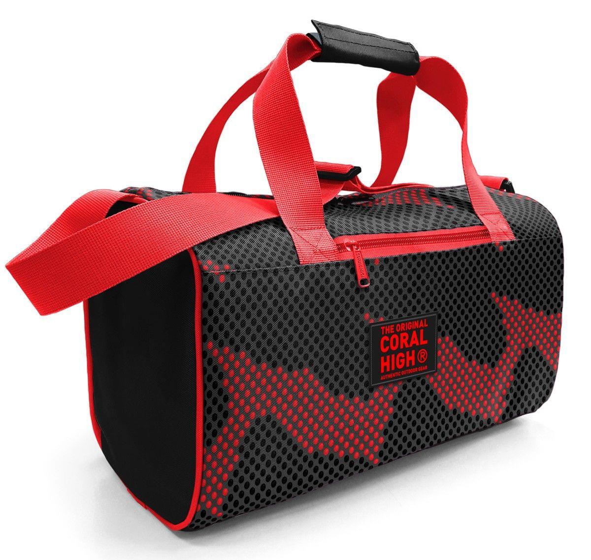 Coral High 27555 Erkek Çocuk Spor ve Seyahat Çantası - Siyah Kırmızı Nokta Desenli