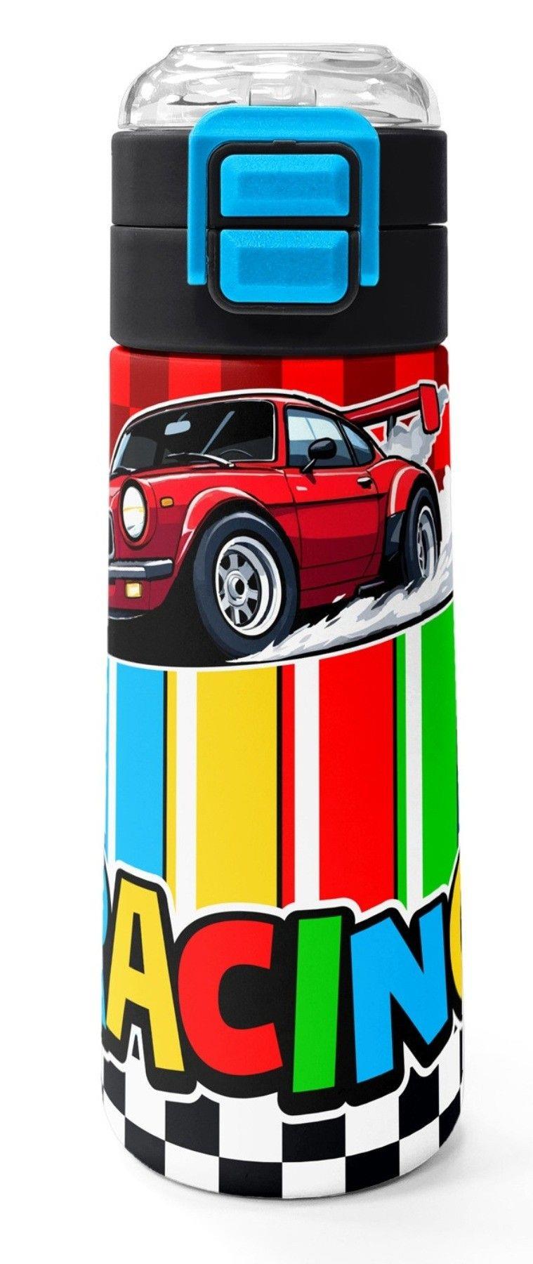 Coral High 500 ml Erkek Çocuk Kırmızı Racing Araba Baskılı Çelik Termos Matara - Okul Suluğu