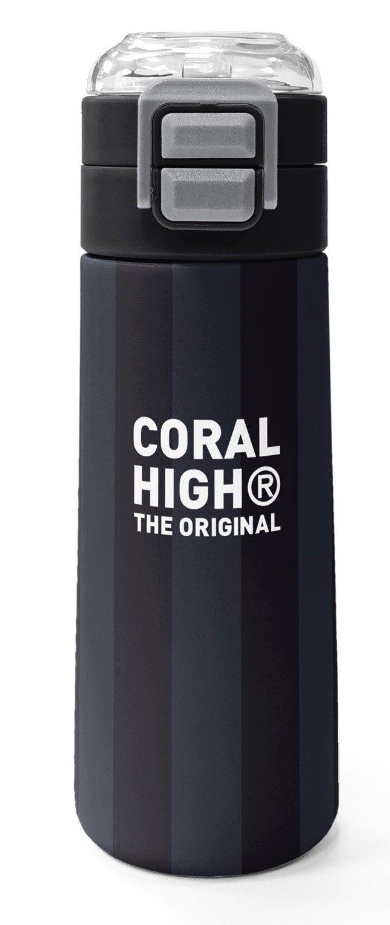 Coral High 500 ml Erkek Çocuk Siyah Gri Çizgi Desenli Çelik Termos Matara - Okul Suluğu