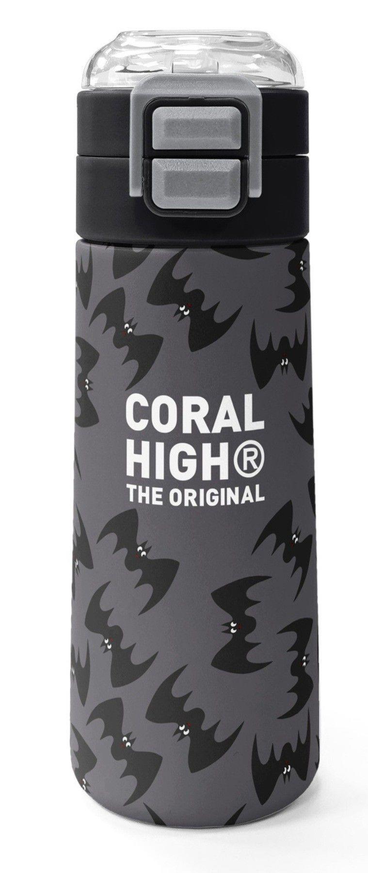 Coral High 500 ml Erkek Çocuk Siyah Yarasa Desenli Çelik Termos Matara - Okul Suluğu
