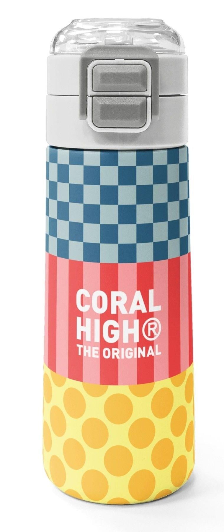 Coral High 500 ml Kız Çocuk Sarı Pembe Yeşil Puantiyeli Çelik Termos Matara - Okul Suluğu
