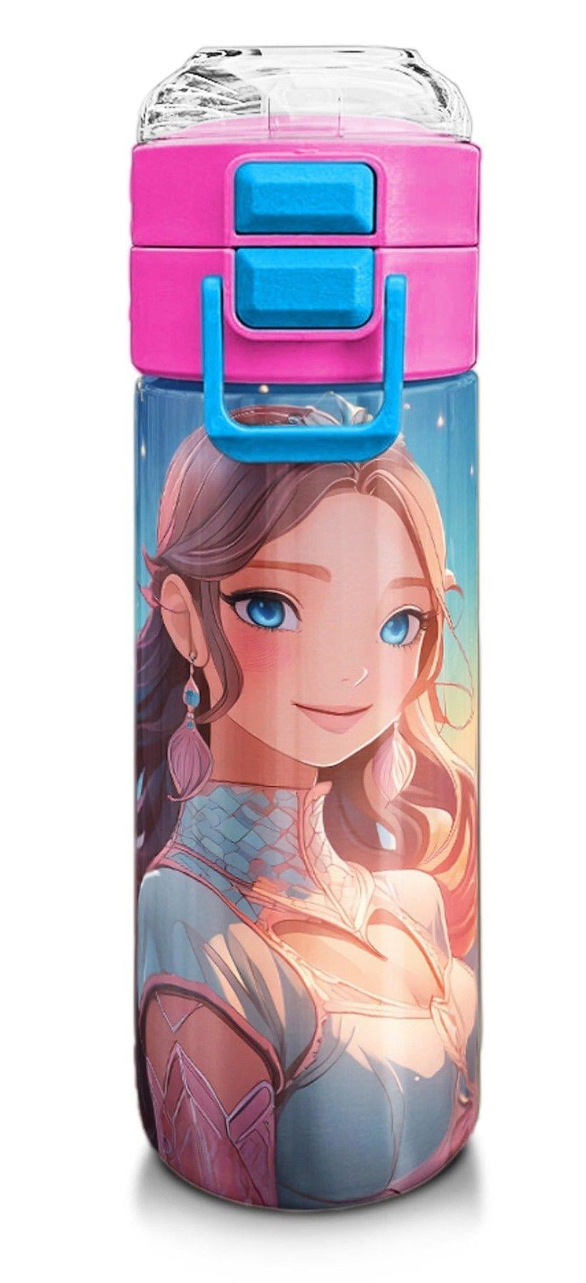 Coral High 500 ml Paslanmaz Çelik Okul Termosu/Suluk/Matara - Kız Çocuk - Turkuaz Pembe Anime Kız Desenli  - Sızdırma Yapmaz 31858