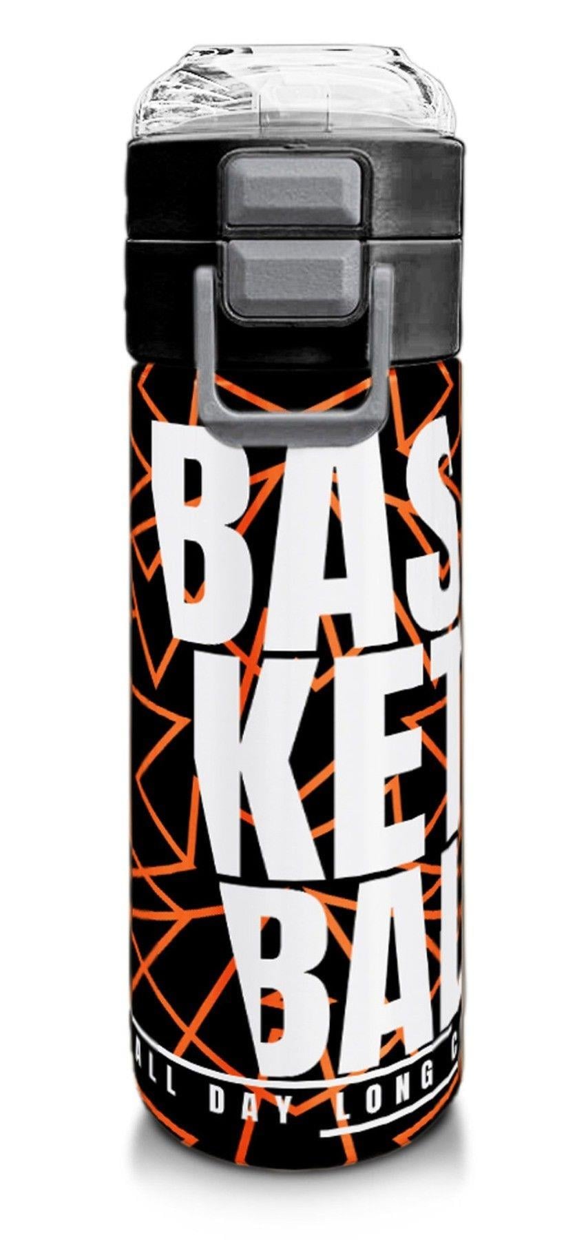 Coral High 500 ml Paslanmaz Çelik Okul Termosu/Suluk/Matara - Erkek Çocuk - Siyah Basketbol Baskılı - Sızdırma Yapmaz 31852