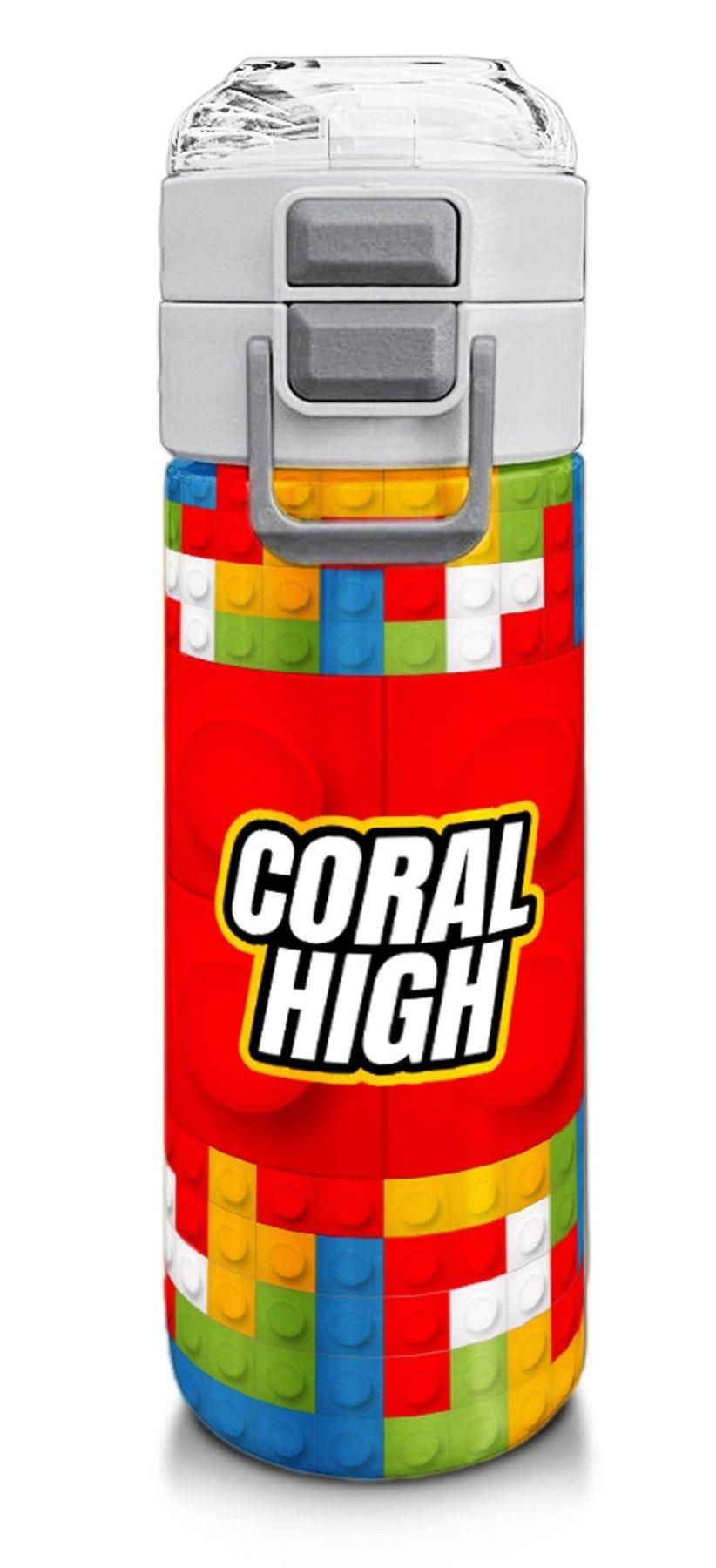 Coral High 500 ml Pipetli ve Direkt İçim Çelik Termos/Matara - Erkek Çocuk -  Blok Desenli 31991