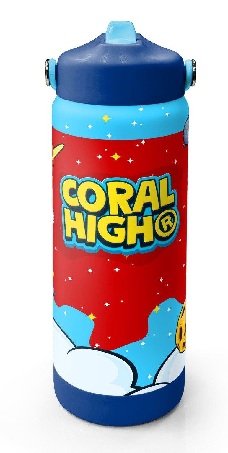 Coral High 650 ml Erkek Çocuk Kırmızı Mavi Astronot Baskılı Çelik Suluk/Matara (Pipetli) 38327